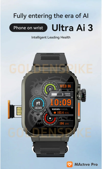 Microwear Ultra Ai3 Smartwatch 5G 180° Rotating Camera Google Play GPS WIFI 2.29inch Amoled HD Display 4G Calling Smartwatch Men