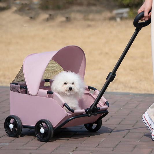 Multifunctional Pet Stroller with Canopy 4 Wheels Foldable Pet Strolling Cart for Small Dogs Cats Lightweight Easy Assembly