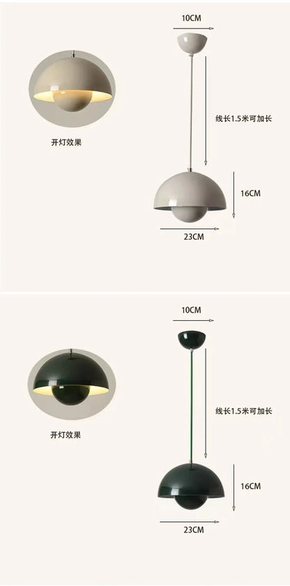 Nordic Minimalist 23cm Pendant Lights Modern Restaurant LED Chandelier E27 Bedroom Study Kitchen Island Home Decoration Gloss