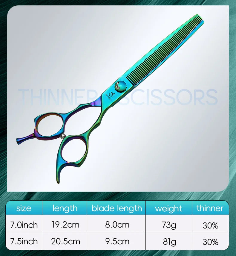 Fenice JP440C 7/7.5 Inch Professional Pet Dogs Grooming Scissors Kits Straight Curved Thinnier Chunker Shears Set For Dogs