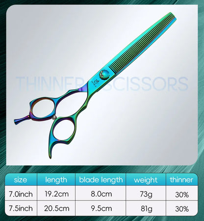 Fenice JP440C 7/7.5 Inch Professional Pet Dogs Grooming Scissors Kits Straight Curved Thinnier Chunker Shears Set For Dogs