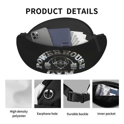 Powerhouse Gym Fanny Bag Custom Bodybuilders Fitness Crossbody Waist Pack Men Women Cycling Camping Phone Money Pouch