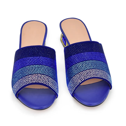 Latest Shoes Women Luxury Rhinestone Crystal Pumps 2024 New Fashion Slippers Sandals Party Low Heels Elegant Italian Women Shoes