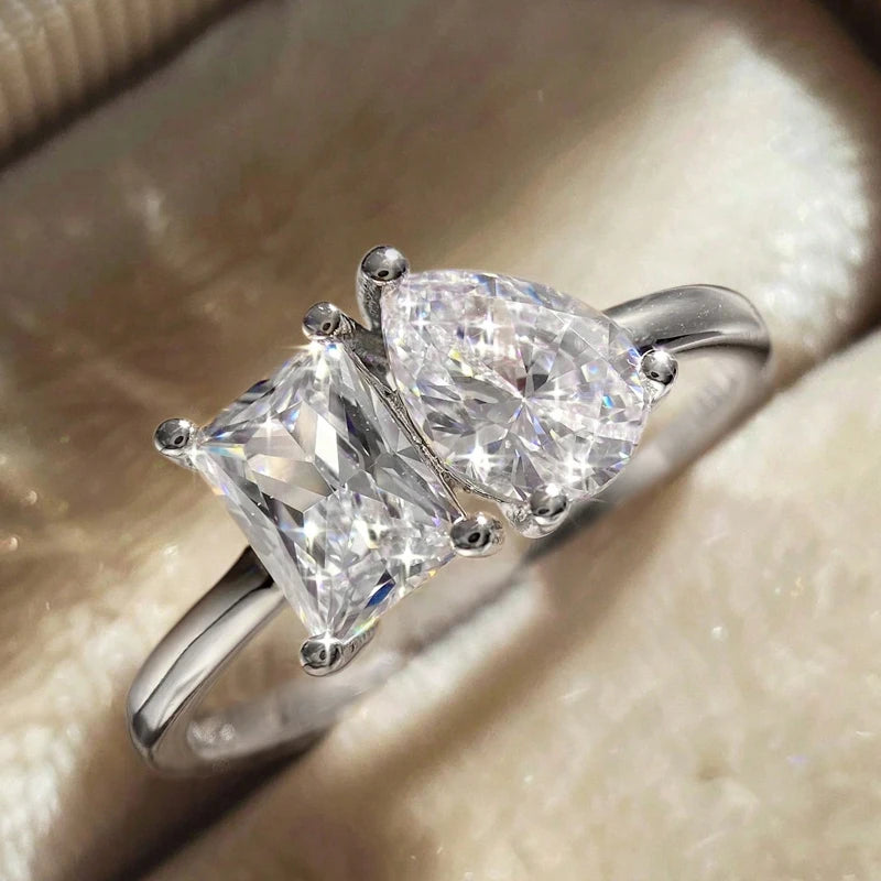 925 Sterling Silver Simplicity Classic Zircon Water Drop Ring For Women Engagement Wedding Luxury High Quality Fine Jewelry