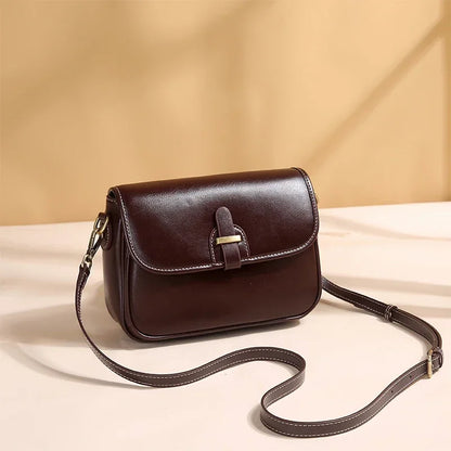 Female Cowhide Luxury Designer Handbags Women's Natural Cow Leather Shoulder Bag Ladies Fashion Small Square Crossbody Bags New