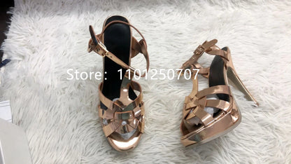 Luxury Style Women Sandals Summer Platform Women High Heels 14CM Open Toe Spike Heels Dressing Shoes Brand
