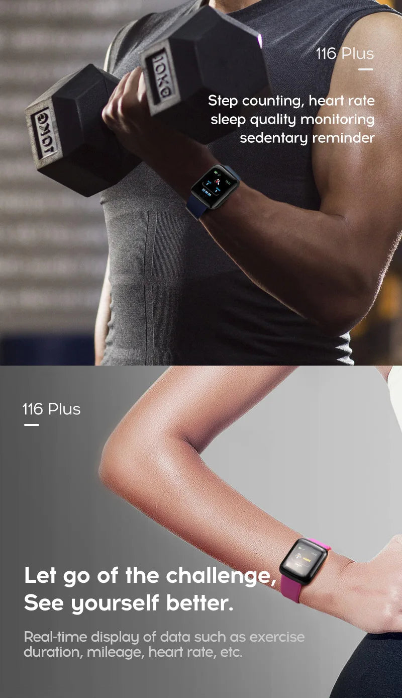 116plus Smart Watch Men Women Fitness Tracker Bracelet Sports Sleep Heart Rate Blood Pressure Monitor smartwatch For Ios Android