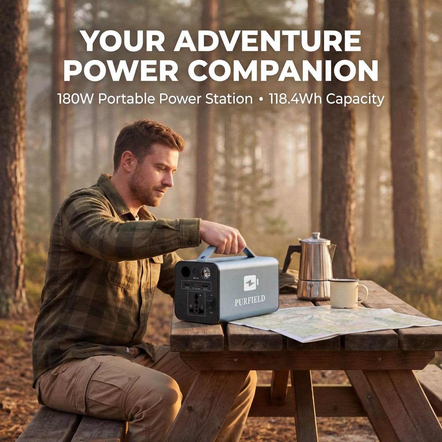 180W Outdoor Power Station 32000mAh 118.4Wh PD65W 110/220V Solar Generator Portable Power Bank For Camping Tent Travel Emergency