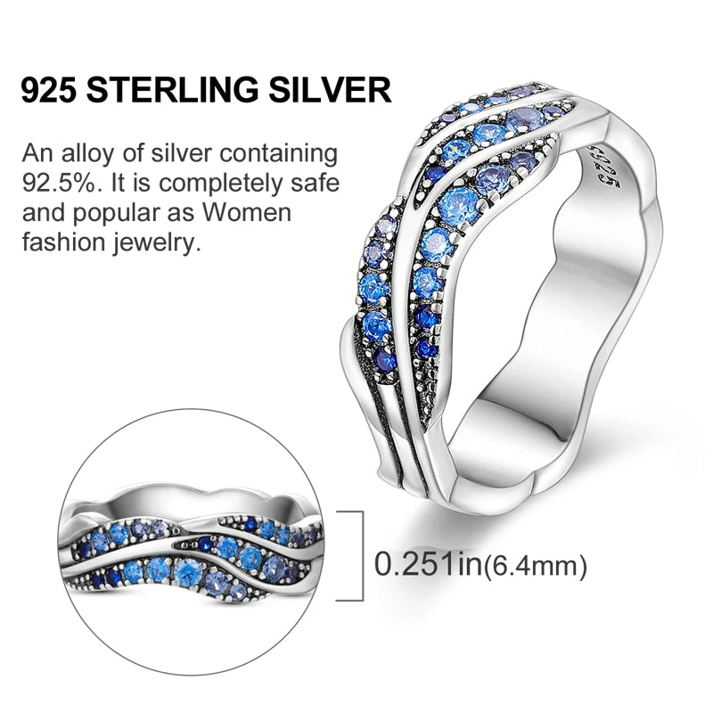 Original 925 Sterling Silver Ring Colorful Diamonds Cubic Zircon Finger Ring For Women Jewelry Wedding Engagement Birthday Gift