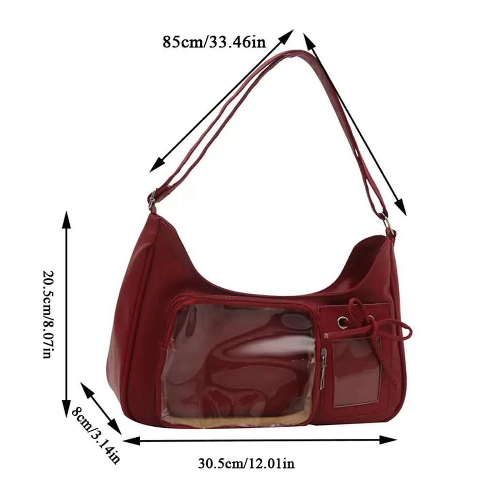 HOT Womens Transparent Ita Bags Girl Transparent Messenger Bag Women's Designer Handbags Ladys DIY Badge Tote Bag Lolita Handbag