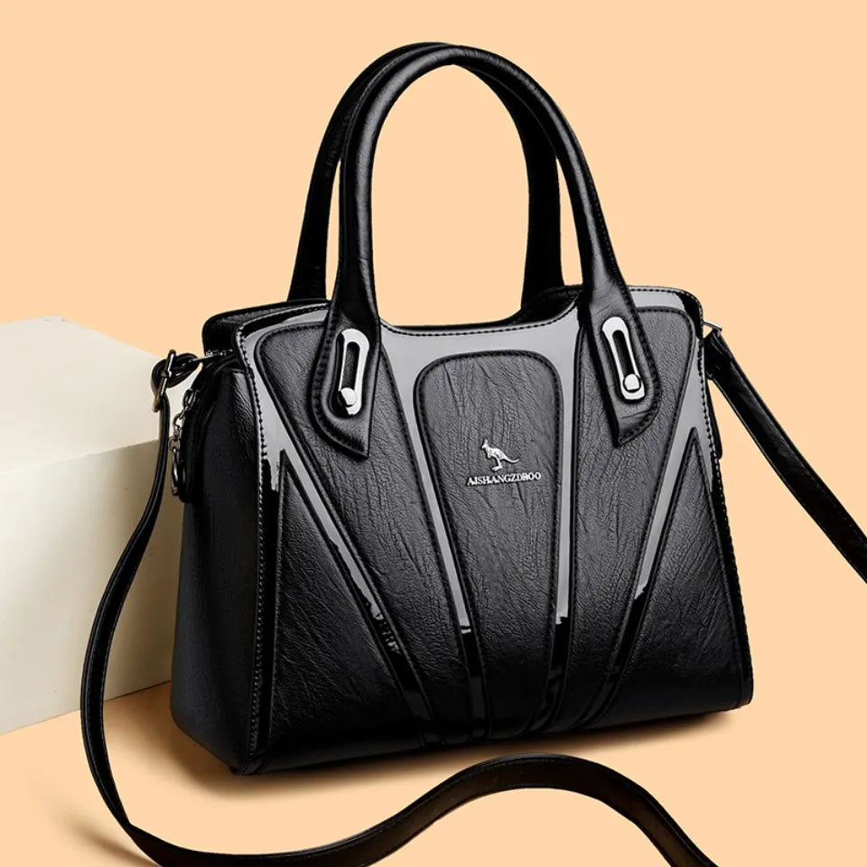 3 Layers Large Capacity Designer Women Top-Handle Bags Shoulder Crossbody Bags for Women Luxury Patent Leather Casual Tote Bag