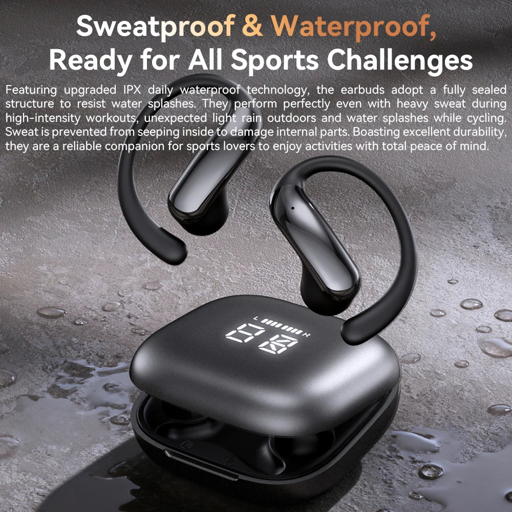 Tecsire Bluetooth Earphones Wireless Earbuds Open Ear Hook Headset HiFi Stereo Comfortable Waterproof For Sports Daily Use