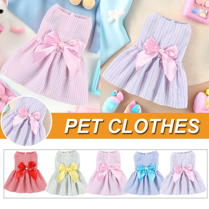 2pcs Pink & Yellow Bow-Knot Skirt For Pets In Spring/Summer For Small And Medium Sized Cats And Dogs Valentine's Day For Holiday