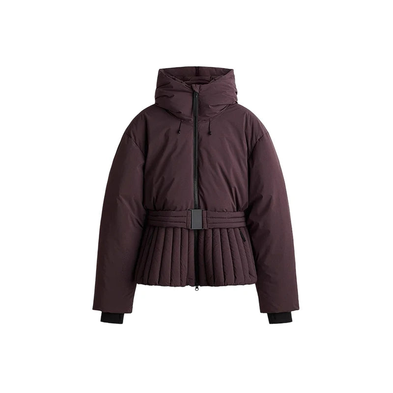 Fashion Hooded One-Piece Ski Jumpsuit Women Stand Collar Zipper High Waist Solid Windproof Outwear 2026 Winter Lady Skiwears New