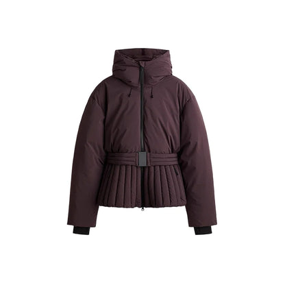 Fashion Hooded One-Piece Ski Jumpsuit Women Stand Collar Zipper High Waist Solid Windproof Outwear 2026 Winter Lady Skiwears New