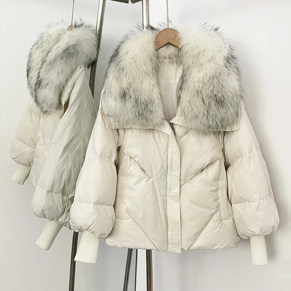 Women's down Jacket Waterproof Lightweight Puffer Jacket with Fur New Coats and Jackets Luxury Padding Reversible Coat with Zip