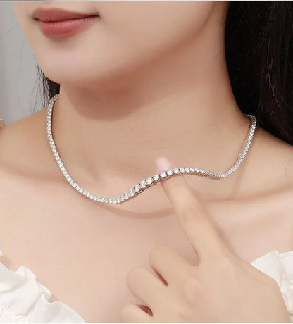 EWYA 100% Real Moissanite Diamond Necklace for Women 18k White Gold Plated 925 Sterling Silver Chains Necklaces Fine Jewelry