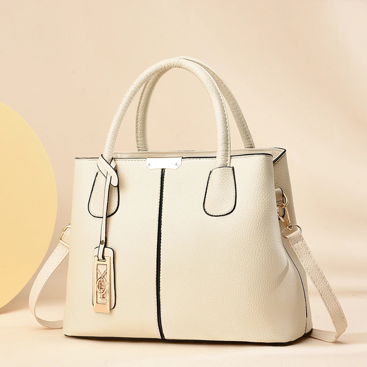 Fashion Faux Leather Tote Bag, Elegant Textured Large Capacity Shoulder Hand Bag For Ladies