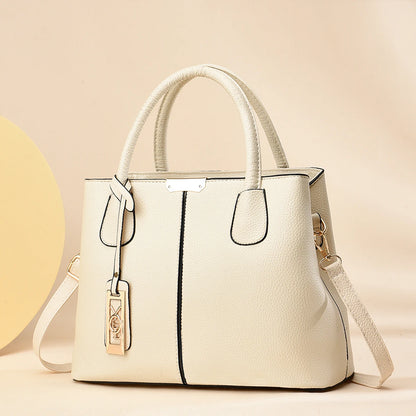 Fashion Faux Leather Tote Bag, Elegant Textured Large Capacity Shoulder Hand Bag For Ladies