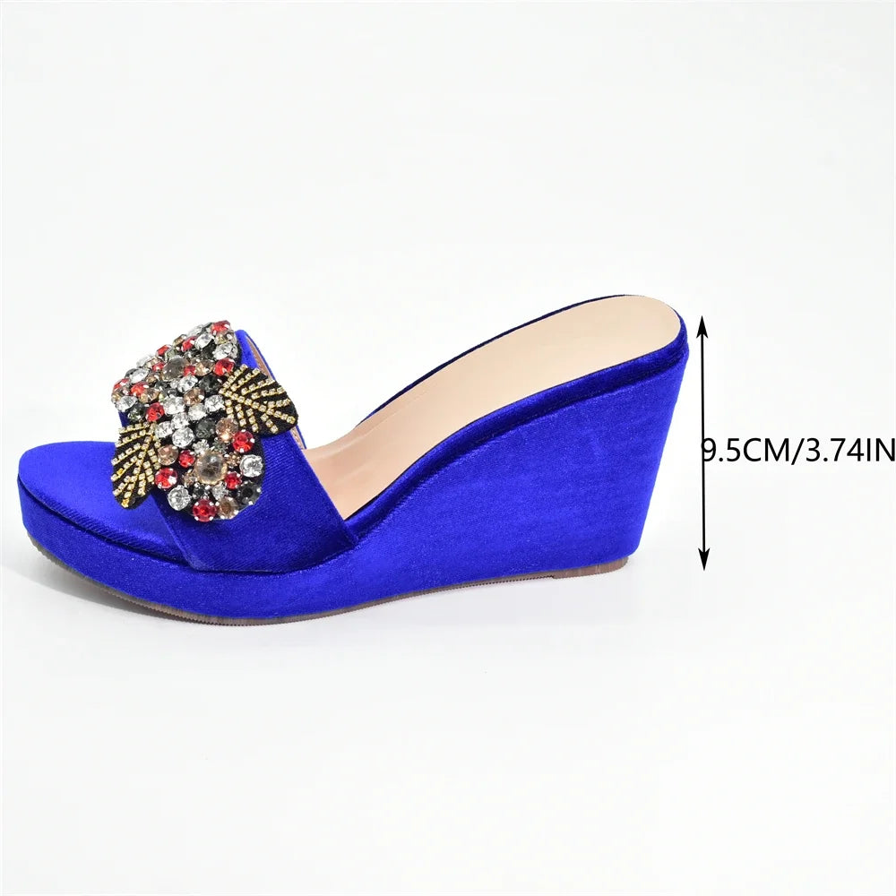 Italian Designers Luxury Round Toe Bright Diamond Elegant Summer Party Women's Platfrom High Heels Shoes Wedding Shoes Bride