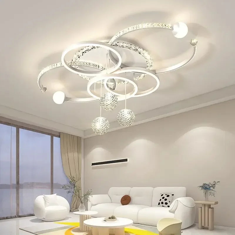 Nordic style eye protection living room light, simple, modern, atmospheric, high-end crystal ceiling light, Guangdong