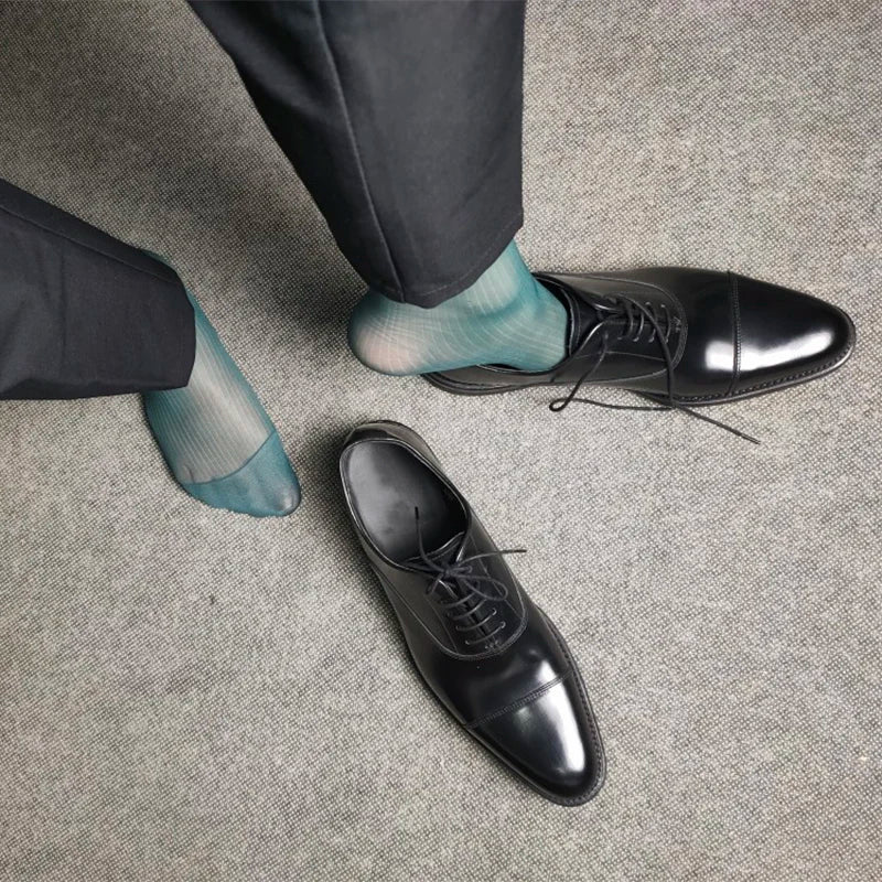 Dress Tube Socks Man Sheer Stockings Men Ultra Thin Erotic Formal Wear Socks Man Sexy Transparent Business Socks