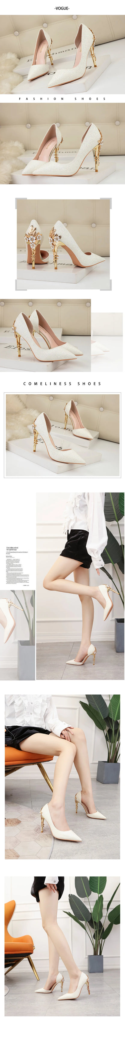 Luxury Women Wedding Shoes High Heels Rhinestone Slik Woman Pumps Pointed Toe Party Shoes Thin Heels Spring Autumn New Arrival