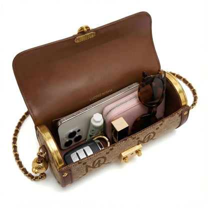 Luxury Brand Women's Evening Messenger Handbag Cylinder Shoulder Bag High-End Designer Stylish Fashion Accessory for Girls