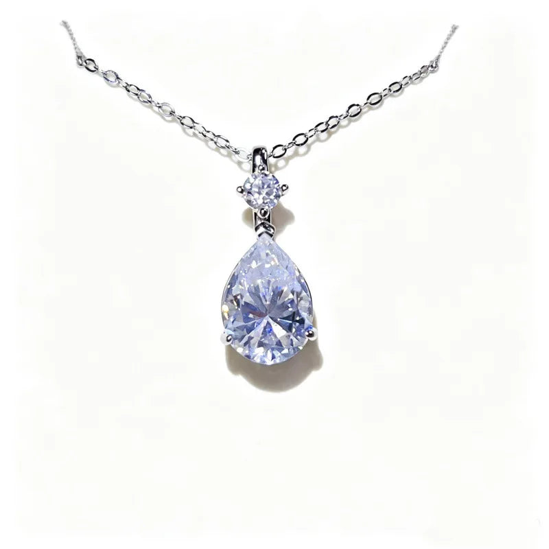luxury 18K white gold and platinum PT950 new 5.3 carat water drop color moissanite pendant large carat model