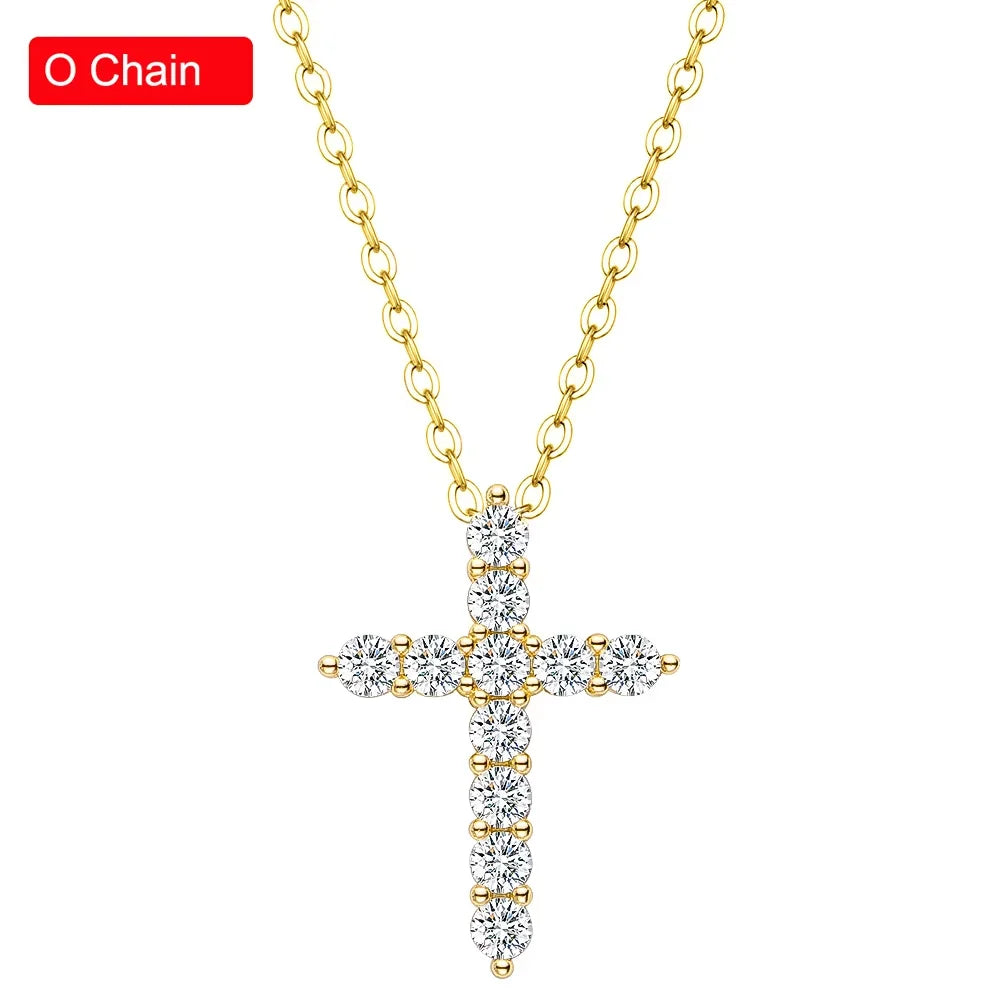 Serenity 3mm 4mm 5mm Black Moissanite Cross Pendant Necklace For Women Men 100% S925 Sterling Silver Jesus Neck Chain Plated 18K