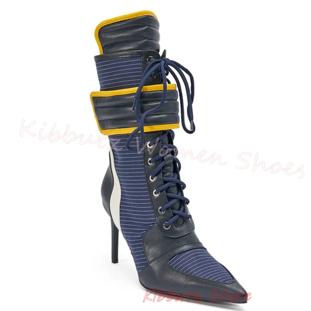 Ankle Sneaker Boots Women High Heels Zip Lace Up Leather Patchwork Sporty Hybrid Fashion Streetwear Party Shoes Elegant Concise
