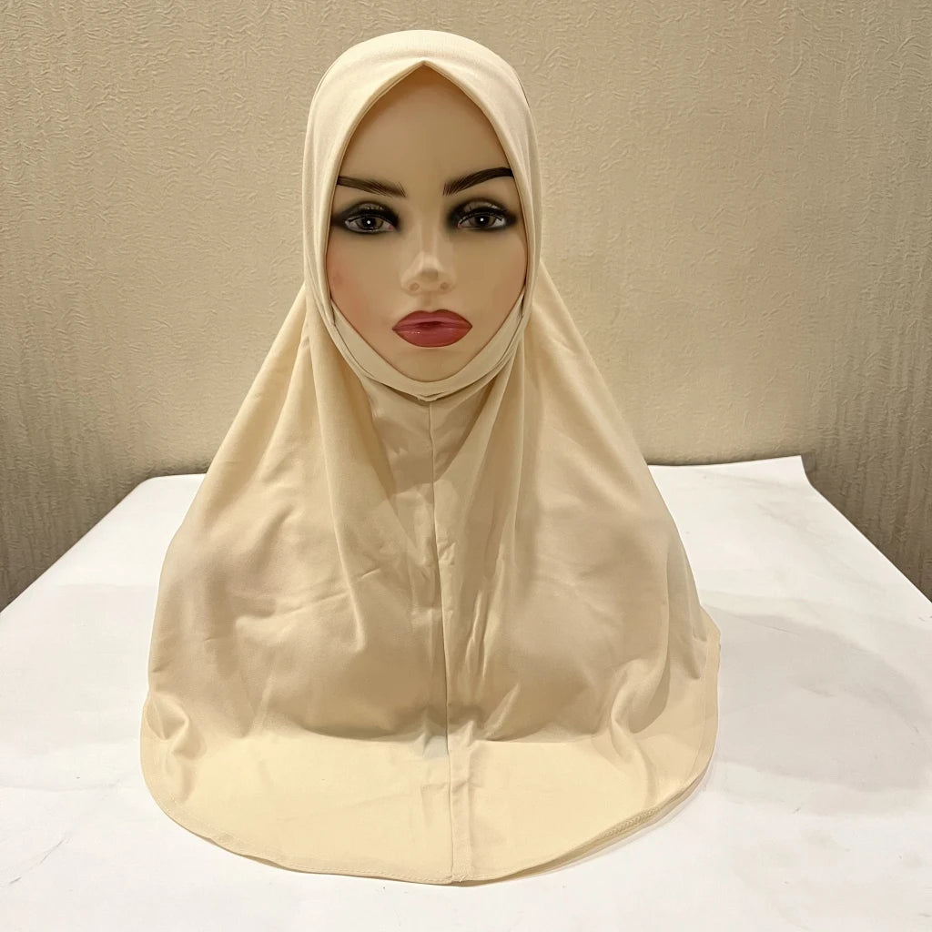 H302 Teenage girls Plain muslim hijab with chin part top quality amira pull on islamic scarf hot sell headscarf ramadan pray hat