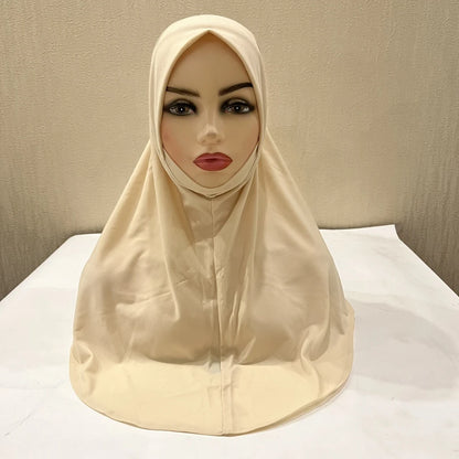H302 Teenage girls Plain muslim hijab with chin part top quality amira pull on islamic scarf hot sell headscarf ramadan pray hat