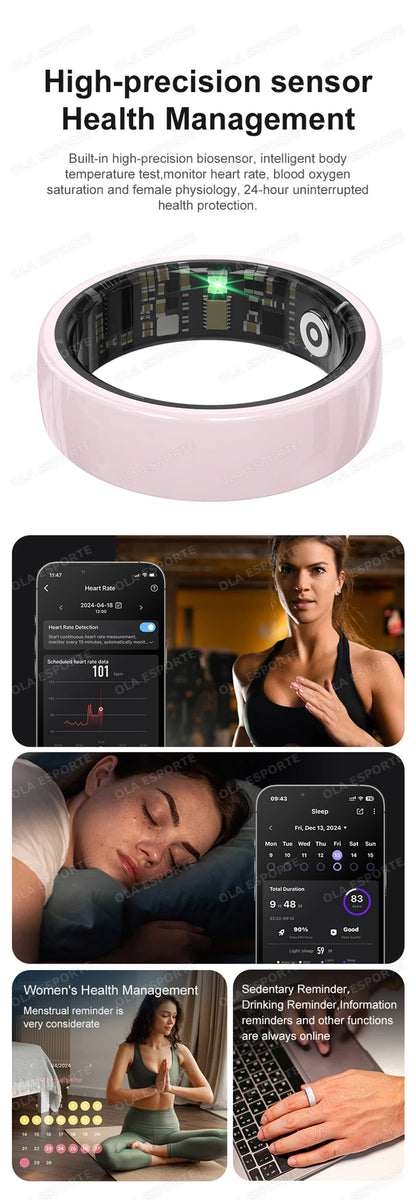 2026 New Hot Couple Smart Ring with Charging Case Heart Rate Sleep Health Monitor Pedometer Fashion Ceramic Ring For Android IOS