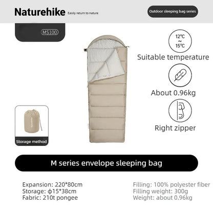 Naturehike Camping Sleeping Bag with Hood 3 Seasons Sleeping Bag Warm Lightweight Waterproof Outdoor Envelope Sleeping Bags