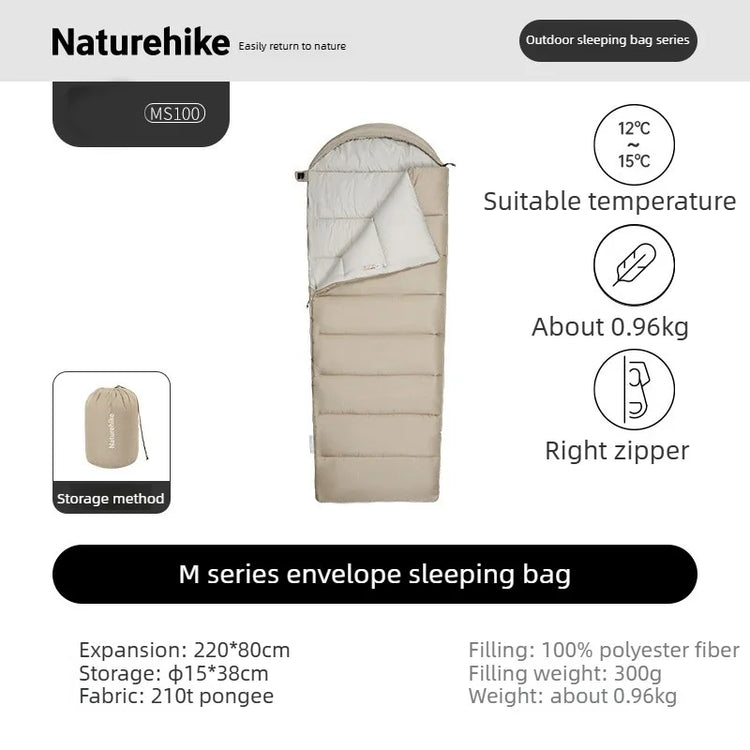 Naturehike Camping Sleeping Bag with Hood 3 Seasons Sleeping Bag Warm Lightweight Waterproof Outdoor Envelope Sleeping Bags