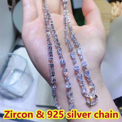Luxury 5ct / 10ct Green Moissanite Diamond Pendants Necklaces For Women S925 Sterling Silver Jewelry Women's Necklace Pendants