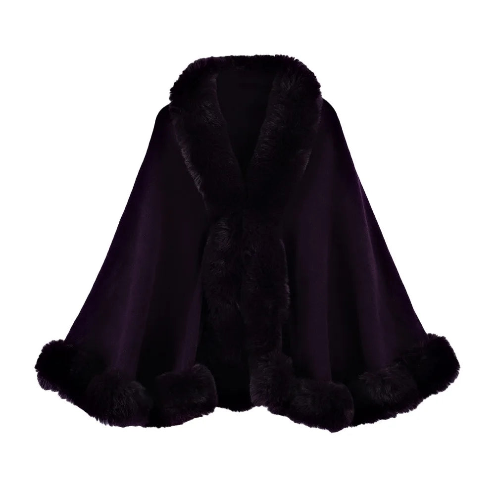 Women Winter Warm Shawl Thicken Coat Cardigan Cape Cloak Outer