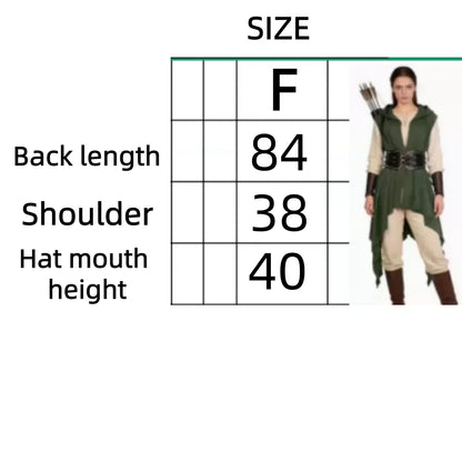 Cosplay Costume Women Irregular Hem Renaissance Elf Tunic Robe Medieval Ranger Hooded Sleeveless Cloak Belt Witch Hunter Show