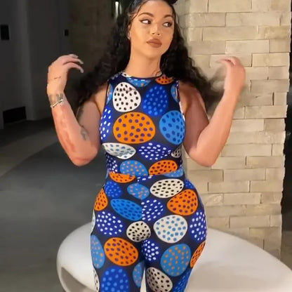 BOOFEENAA Polka Dot Print New Jumpsuits 2020 Cute Sexy Outfits For Women Clubwear Bodycon Tracksuit Rompers C16-BF27
