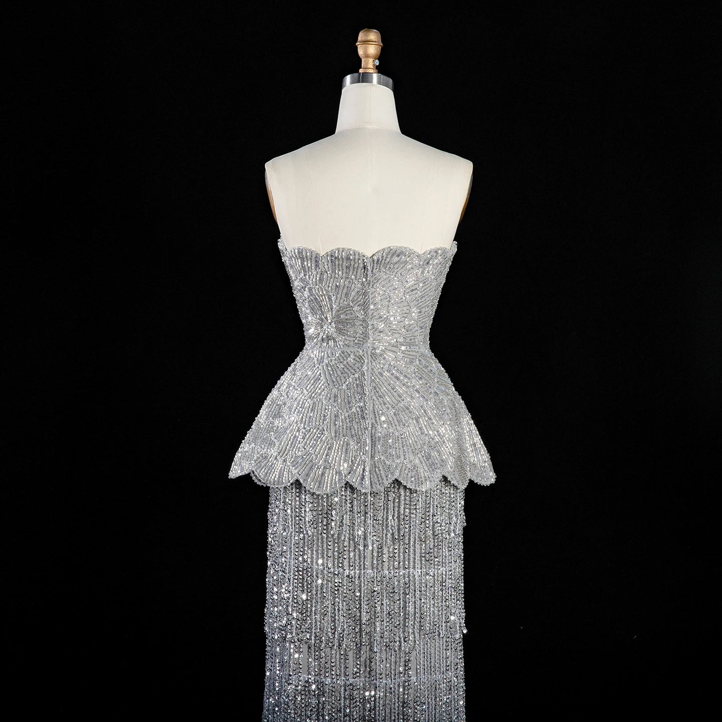 Sharon Said Two Piece Evening Dress Glitter Sequined Tassel Beaded Ruffles Women's Formal Wedding Party Gowns SS370 Customized