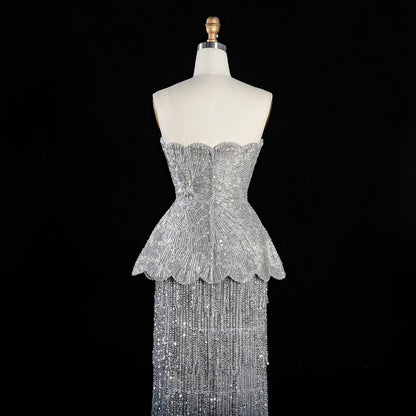 Sharon Said Two Piece Evening Dress Glitter Sequined Tassel Beaded Ruffles Women's Formal Wedding Party Gowns SS370 Customized