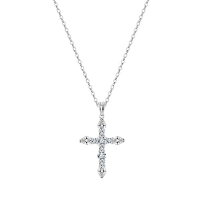 Rinntin Real Moissanite Diamond Cross Pendant 925 Sterling Silver Necklace Party Choker Chain Fine Jewelry Accessories MON16