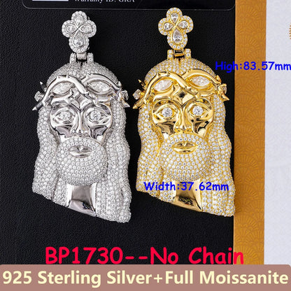 Jesus New Unisex Full Moissanite Diamond Pendants For Men Original 925 Sterling Silver Men's Diamond Jewelry Hip Hop For Party