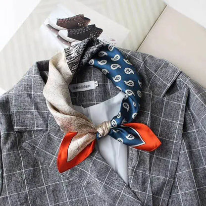 Silk Scarf For Bag Lady Neck Tie 100% Silk Scarf Luxury Brand Print Flower Stripe Plaid Dot Bandana Hair Tie Handkerchief Gifts