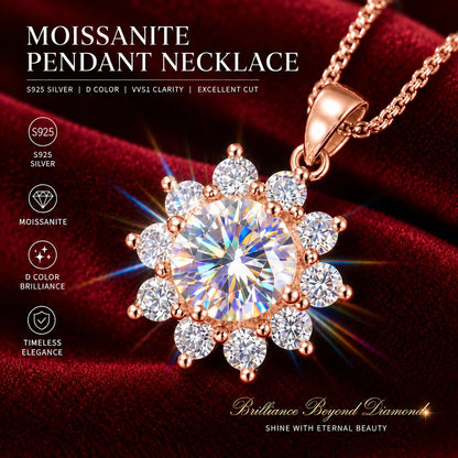 1.0ct VVS1 D Color Moissanite Necklace 18K Gold Plated S925 Sterling Silver Fine Jewelry Certificate Included for Women