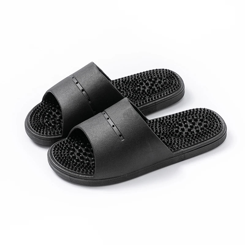 Summer Slippers for Men PVC Massage Soft Non-slip Solid Color Comfortable Bathroom Shoes Casual Women Indoor Home Sandals