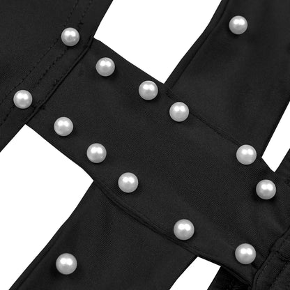 Beads Decorate Playsuits Women Hot Commodity Jumper One Piece Jumpsuit Sexy Halter Cutout Sleeveless Backless Skinny Rompers