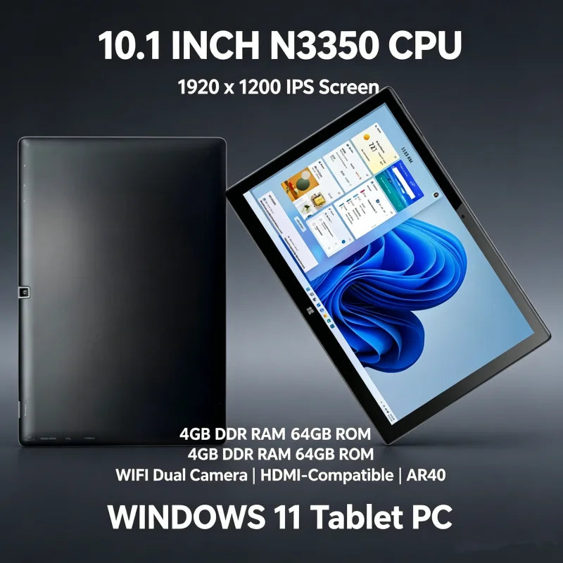 10.1 INCH 4GB DDR RAM 64GB ROM WINDOWS 11 Tablet PC AR40 N3350 CPU 1920 X 1200 IPS HDMI-Compatible WIFI Quad Core