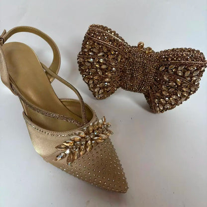Insightlink Elegant Italian Design Pink Butterfly Shoes and Bag Set for Women - Perfect for Parties and Weddings